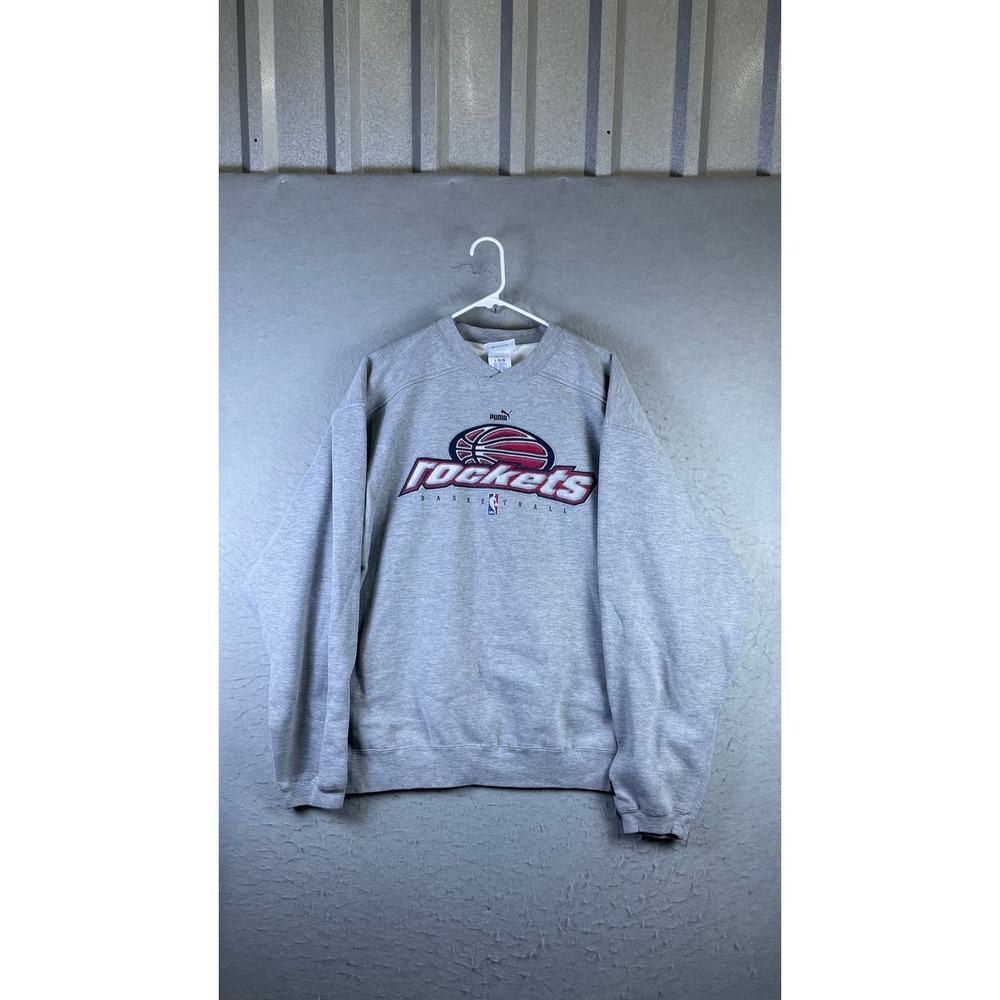 Puma Sweatshirt Men Large Gray Excellent Houston Rockets NBA Basketball Vintage